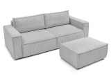 3er Sofa BOBOCHIC NIHAD Cord-Stoff hellgrau