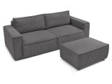 3er Sofa BOBOCHIC NIHAD Cord-Stoff dunkelgrau