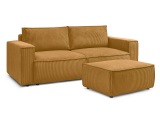 3er Sofa BOBOCHIC NIHAD Cord-Stoff gelb