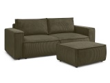 3er Sofa BOBOCHIC NIHAD Cord-Stoff hellgrün