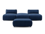 3er Sofa BOBOCHIC JEANNE Stoff mit Textur dunkelblau