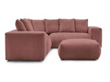 Ecksofa BOBOCHIC VOLTAIRE Cord-Stoff rosa