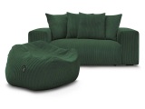 2er Sofa BOBOCHIC VOLTAIRE Cord-Stoff grün