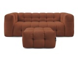 3er Sofa mit Hocker BOBOCHIC CLOUD Stoff orange
