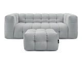 3er Sofa mit Hocker BOBOCHIC CLOUD Stoff hellgrau