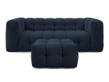 3er Sofa mit Hocker BOBOCHIC CLOUD Stoff dunkelblau