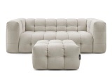 3er Sofa mit Hocker BOBOCHIC CLOUD Stoff beige
