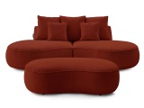 2er + 3er Sofa BOBOCHIC SAINT-GERMAIN Stoff mit Textur rot