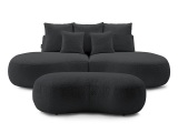2er + 3er Sofa BOBOCHIC SAINT-GERMAIN Boucle-Stoff dunkelgrau