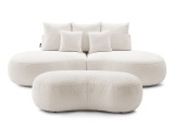 2er + 3er Sofa BOBOCHIC SAINT-GERMAIN Boucle-Stoff weiss
