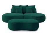 2er + 3er Sofa BOBOCHIC SAINT-GERMAIN Stoff mit Textur grün