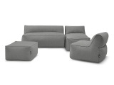 Gartensofa 5 Plätze RIVIERA Stoff dunkelgrau