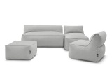 Gartensofa 5 Plätze RIVIERA Stoff hellgrau