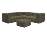 Ecksofa mit Hocker BOBOCHIC CLOUD Stoff grün