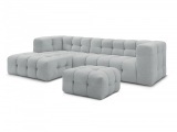 Ecksofa mit Hocker BOBOCHIC CLOUD Stoff hellgrau