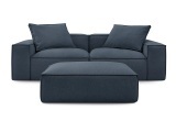 3er Sofa BOBOCHIC BOHEME Stoff chiniert dunkelblau