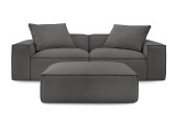 3er Sofa BOBOCHIC BOHEME Stoff chiniert dunkelgrau