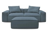 3er Sofa BOBOCHIC BOHEME Cord-Stoff dunkelblau