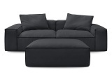 3er Sofa BOBOCHIC BOHEME Cord-Stoff schwarz