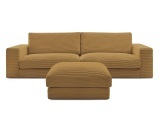 3er Sofa BOBOCHIC LEONARD Cord-Stoff gelb