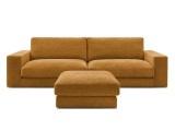 3er Sofa BOBOCHIC LEONARD Stoff mit Textur gelb