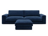 3er Sofa BOBOCHIC LEONARD Stoff mit Textur dunkelblau