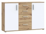 Kommode IKOLI 2 Türen 4 Schubladen 119.6x31.4x81.7cm artisan eiche