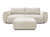 3er Sofa mit Hocker BOBOCHIC LUCIEN Stoff beige