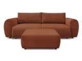 3er Sofa mit Hocker BOBOCHIC LUCIEN Stoff orange