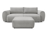 3er Sofa mit Hocker BOBOCHIC LUCIEN Stoff hellgrau