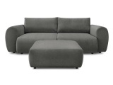 3er Sofa mit Hocker BOBOCHIC LUCIEN Stoff dunkelgrau
