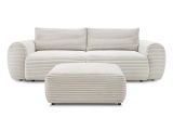 3er Sofa mit Hocker BOBOCHIC LUCIEN Cord-Stoff beige