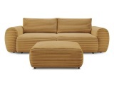 3er Sofa mit Hocker BOBOCHIC LUCIEN Cord-Stoff gelb