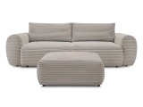 3er Sofa mit Hocker BOBOCHIC LUCIEN Cord-Stoff taupe