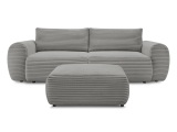 3er Sofa mit Hocker BOBOCHIC LUCIEN Cord-Stoff dunkelgrau