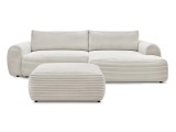 Ecksofa mit Hocker BOBOCHIC LUCIEN Cord-Stoff beige