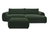 Ecksofa mit Hocker BOBOCHIC LUCIEN Cord-Stoff grün
