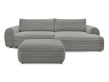 Ecksofa mit Hocker BOBOCHIC LUCIEN Cord-Stoff dunkelgrau