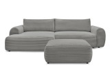 Ecksofa mit Hocker BOBOCHIC LUCIEN Cord-Stoff dunkelgrau