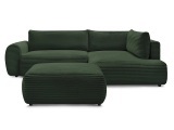 Ecksofa mit Hocker BOBOCHIC LUCIEN Cord-Stoff grün