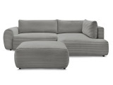 Ecksofa mit Hocker BOBOCHIC LUCIEN Cord-Stoff dunkelgrau