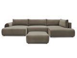 Panorama-Ecksofa mit Hocker BOBOCHIC LUCIEN Stoff taupe