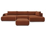 Panorama-Ecksofa mit Hocker BOBOCHIC LUCIEN Stoff orange
