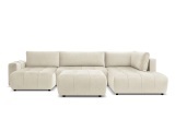 Panorama-Ecksofa mit Hocker BOBOCHIC ARSENE Samt beige