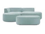 Ecksofa mit Hocker BOBOCHIC ROUSSEAU Cord-Stoff hellblau