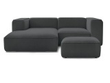 Ecksofa mit Hocker BOBOCHIC ZEPHYR Stoff mit Textur dunkelgrau