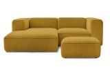 Ecksofa mit Hocker BOBOCHIC ZEPHYR Stoff mit Textur gelb