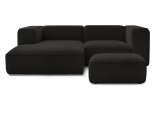 Ecksofa mit Hocker BOBOCHIC ZEPHYR Stoff mit Textur schwarz