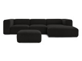 Ecksofa mit Hocker BOBOCHIC ZEPHYR Stoff mit Textur schwarz
