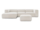 Ecksofa mit Hocker BOBOCHIC ZEPHYR Stoff mit Textur weiss